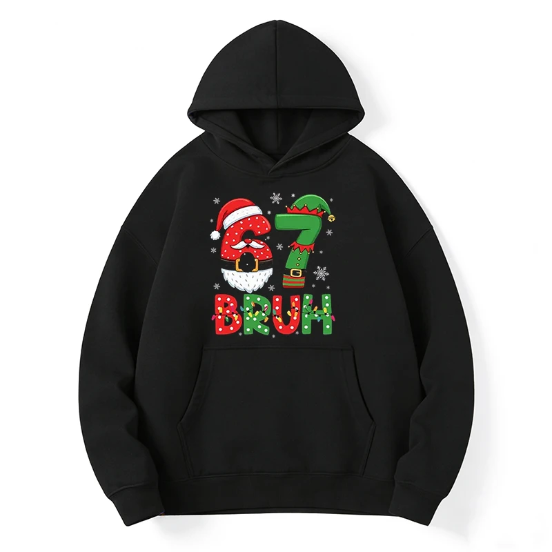 Santa'S Elves Holiday Lighting & Decor Llc - 67 Bruh, sudadera con capucha navideña,