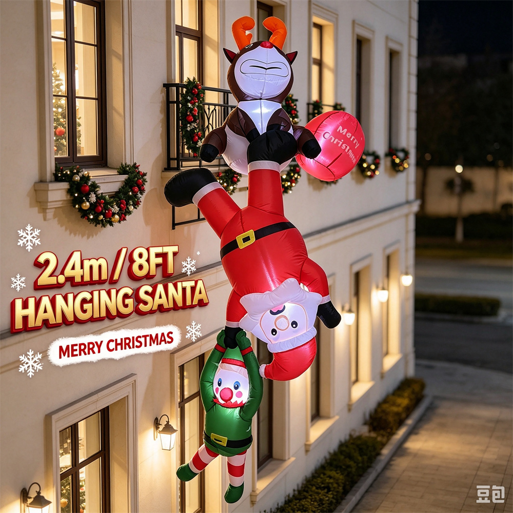 7.9FT Santa Claus, reno y elfo - Santa'S Elves Holiday Lighting & Decor Llc reseña y precio