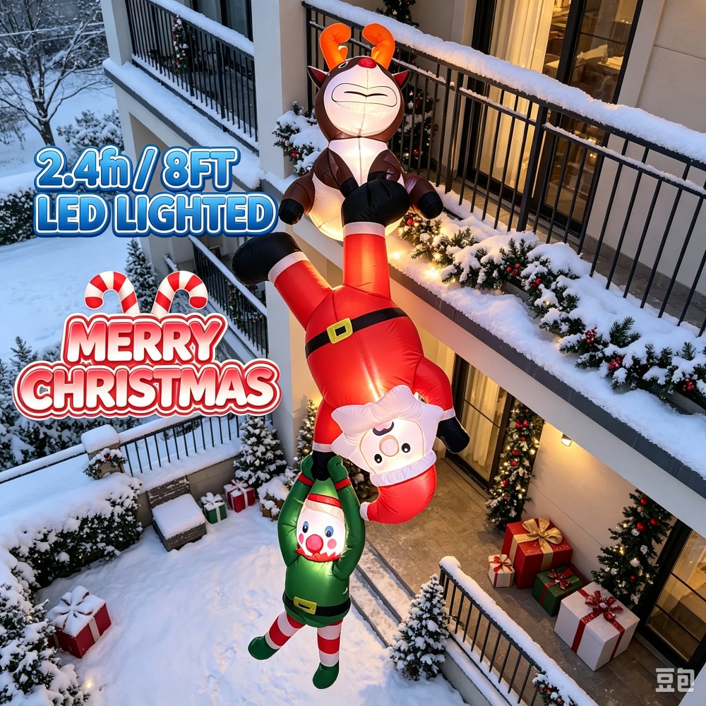 7.9FT Santa Claus, reno y elfo - Santa'S Elves Holiday Lighting & Decor Llc reseña y precio