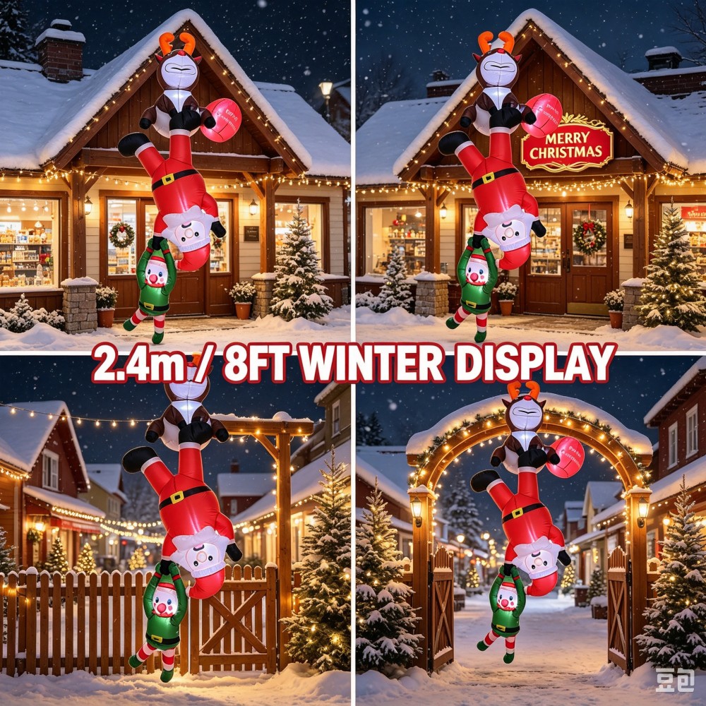 7.9FT Santa Claus, reno y elfo - Santa'S Elves Holiday Lighting & Decor Llc reseña y precio