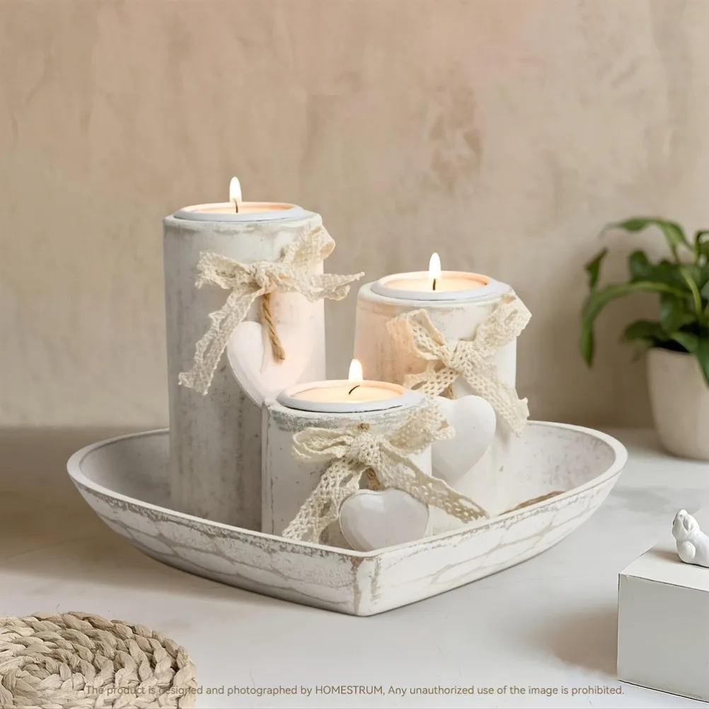 Juego de Portavelas de Madera, - Candle Holder Set reseña y precio