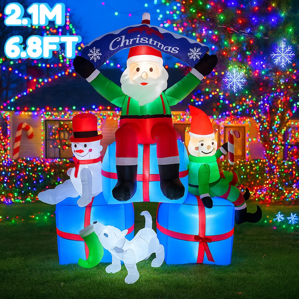 2,1 M/6,8 pies Santa muñeco de - Santa'S Elves Holiday Lighting & Decor Llc reseña y precio