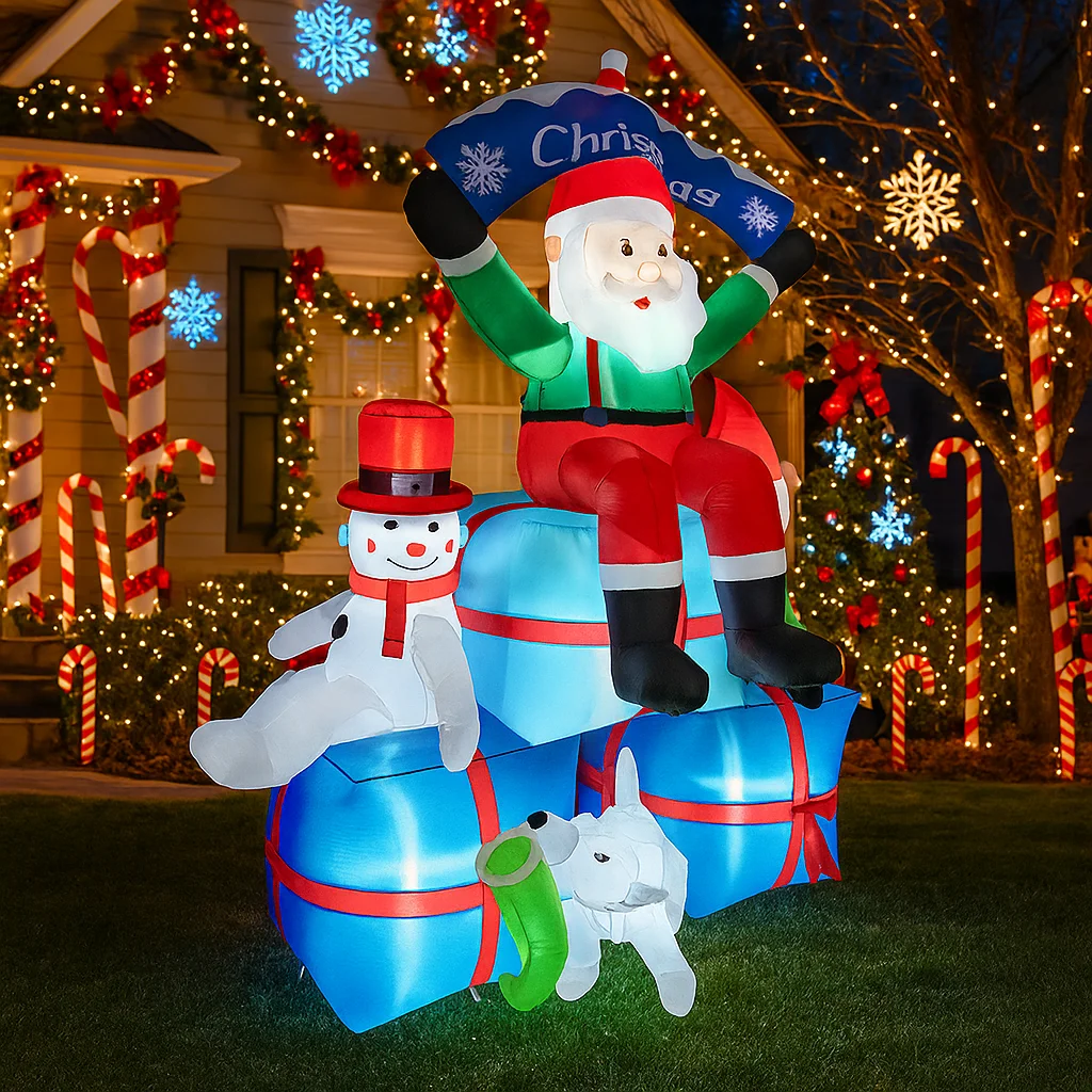 Cajas de regalo inflables de P - Santa'S Elves Holiday Lighting & Decor Llc reseña y precio